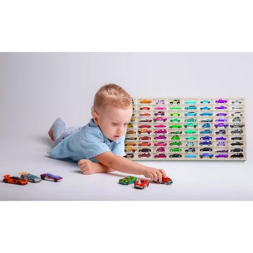 Raft din Lemn pentru Mașinuțe – 80 Compartimente