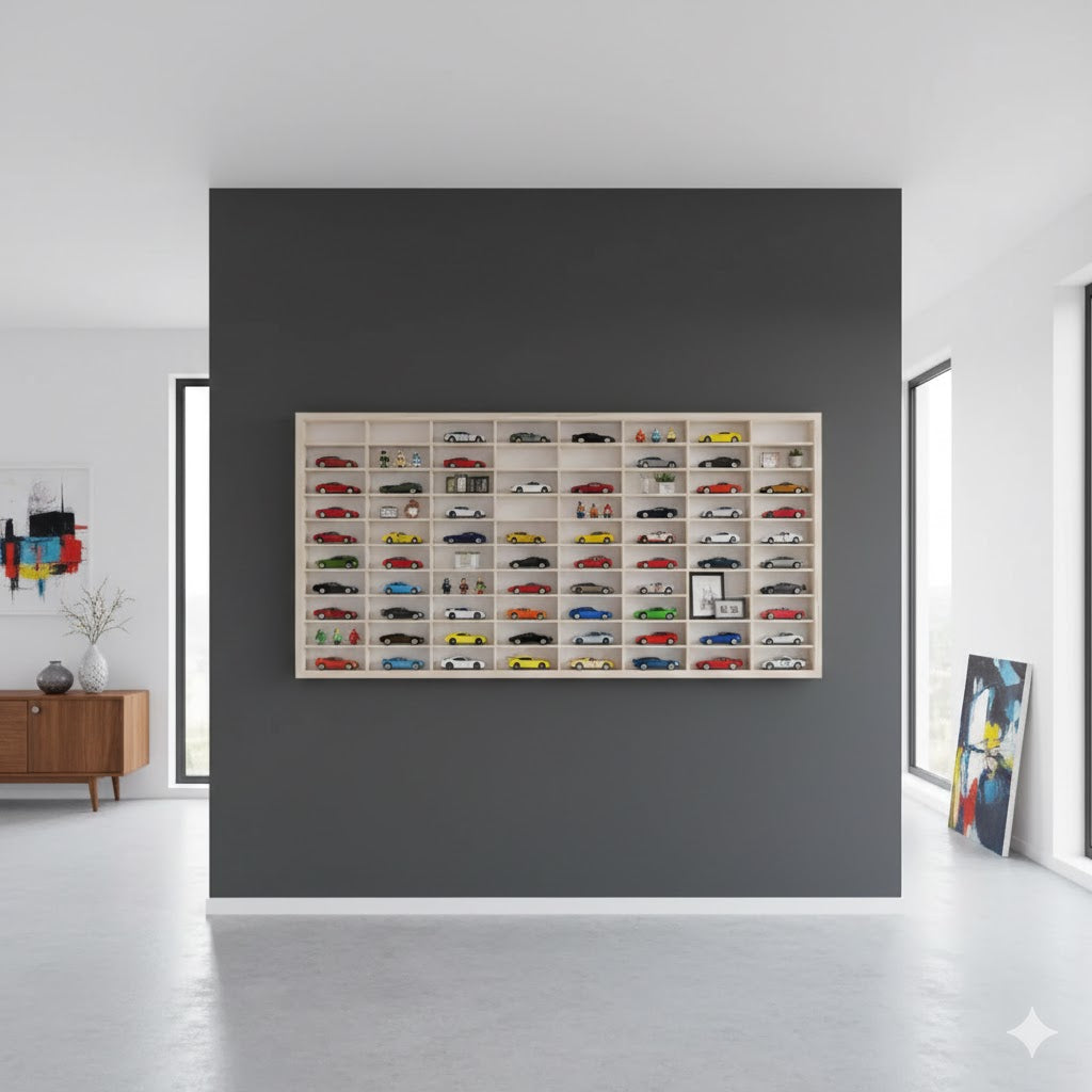 Raft din Lemn pentru Mașinuțe – 80 Compartimente